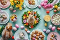 Easter party concept. Top view Sweet easter party background Spring holiday concept