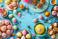 Easter party concept. Top view Sweet easter party background Spring holiday concept