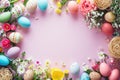 Easter party concept. Top view Sweet easter party background Spring holiday concept