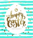 Easter Pastcard with Grunge Egg and Calligraphic Text.