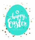 Easter Pastcard with Grunge Egg and Calligraphic Text.