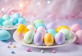 Easter pastel colored eggs