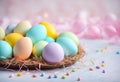 Easter pastel colored eggs