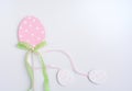 Easter pastel decor on white background.