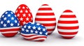 Easter patriotic eggs in colors of flag of USA. American symbol. Happy Easter Royalty Free Stock Photo