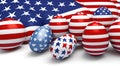 Easter patriotic eggs in colors of flag of USA. American symbol. Happy Easter Royalty Free Stock Photo