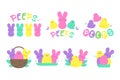 Easter Peeps. Simple Rabbit Vector Various colors made from candy and marshmallows. For celebrating Easter Royalty Free Stock Photo