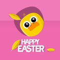 Easter Pink Background with Chicken