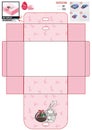 Easter pink box template. holiday basket and hare Royalty Free Stock Photo