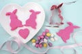 Easter pink confectionary sugar fondant cookie bunnies