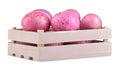 Easter. Pink Easter eggs in a box on a white  background. close-up. Happy easter. holidays Royalty Free Stock Photo