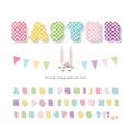 Easter plaid font. Colorful textile alphabet. Cute decorative 3d ABC letters and numbers. Vector