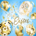 Easter porceline and golden eggs in the sky Royalty Free Stock Photo