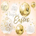 Easter porceline and golden vintage eggs Royalty Free Stock Photo