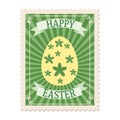 Easter postal stamp, egg, retro graphic. Vintage vector