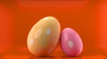 Easter poster and banner, Happy Easter background with eggs. 3D work and 3D image. copy space Royalty Free Stock Photo