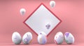Easter poster and banner, Happy Easter background with eggs. 3D work and 3D image. copy space Royalty Free Stock Photo