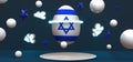 Easter poster and banner, Happy Easter Israel. Background with stars and balls. Egg colors flag Israel. 3D work and 3D image. copy