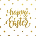 Easter poster golden calligraphy on white background