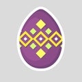 Easter purple egg icon isolated on a gray background.