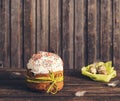 Easter quail eggs and festive Easter cake Royalty Free Stock Photo