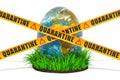 Easter quarantine concept. Easter Egg with caution barrier tapes, 3D rendering Royalty Free Stock Photo