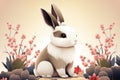 Easter rabbit background chinese zodiac newyear chinese newyear cute graphic image Royalty Free Stock Photo