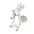 Easter rabbit with basket on white background