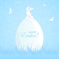 Easter rabbit and big egg Royalty Free Stock Photo