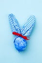 Easter rabbit on blue background. Royalty Free Stock Photo