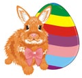 Easter rabbit with a bow and large egg