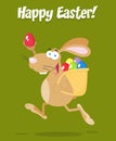 Easter Rabbit Cartoon Character Running With A Basket And Egg Royalty Free Stock Photo