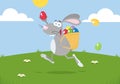 Easter Rabbit Cartoon Character Running With A Basket And Egg Royalty Free Stock Photo