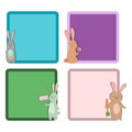 Easter rabbit character bunny different cards pose vector cute happy animal set illustration. Royalty Free Stock Photo