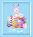Easter rabbit with eggs figures decoration