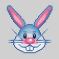 Easter rabbit head pixel art style vector