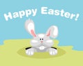 Easter rabbit in hole. Cartoon cute bunny vector illustration. Happy holiday celebration symbol Royalty Free Stock Photo