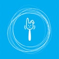 Easter rabbit icon on a blue background with abstract circles around and place for your text.