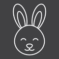 Easter rabbit line icon, easter and holiday