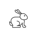 Easter rabbit line icon, outline vector sign, linear pictogram isolated on white.