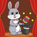 Easter Rabbit Magician Colored Illustration