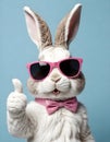 bunny strikes a pose with sunglasses and a thumbsup Royalty Free Stock Photo
