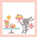 Easter rabbit tea party Royalty Free Stock Photo