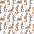 Easter rabbit vector holiday bunny rabbit and Easter eggs pose cute happy spring adorble rabbit animal illustration