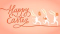 Easter rabbits, banner with calligraphy