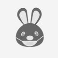 Easter rabit wearing medical mask. Protection against coronavirus covid 19. Simple isolated icon. Rabbit with protective mask