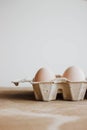 Easter raff egg. Minimal Easter concept. Craft hipster package, carton box Royalty Free Stock Photo