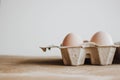 Easter raff egg. Minimal Easter concept. Craft hipster holiday package, carton box Royalty Free Stock Photo