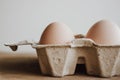 Easter raff egg. Minimal Easter concept. Craft hipster package, carton box Royalty Free Stock Photo