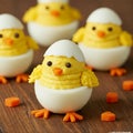 Easter Recipe: Deviled Eggs Transformed into Chicks Royalty Free Stock Photo